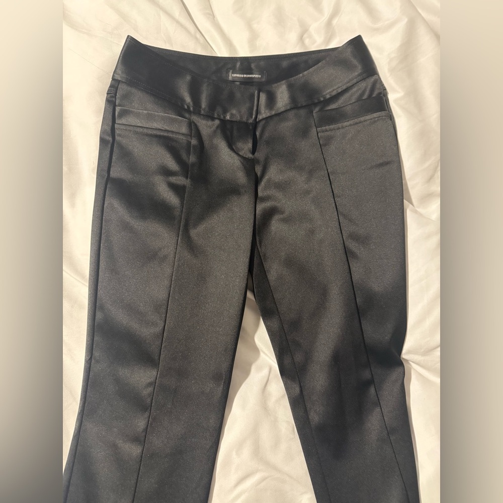 Express Shiny Black Cropped Pants